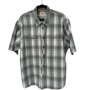 Wrangler Authentic Green White Plaid Short Sleeve Button Down Shirt 2XL